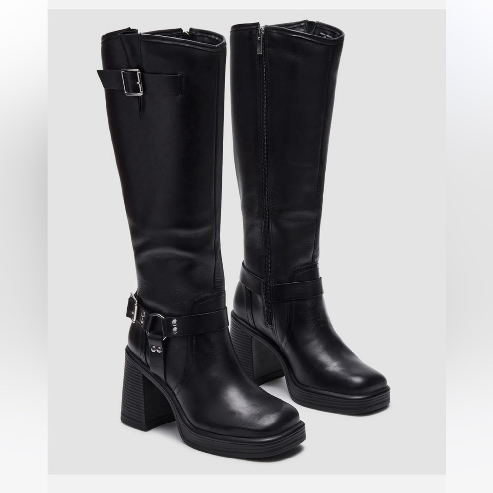 Steve Madden Francine Black Leather boots